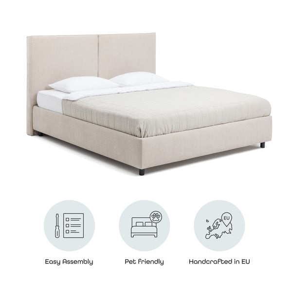 Beež polsterdatud kaheinimesevoodi koos voodipõhja ja panipaigaga 180x200cm Myra Bold - Bonami Selection-image-4