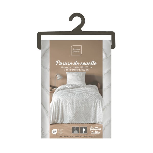 Valge mikrokiust üheinimese voodipesu 140x200 cm Heltie - douceur d'intérieur-image-4