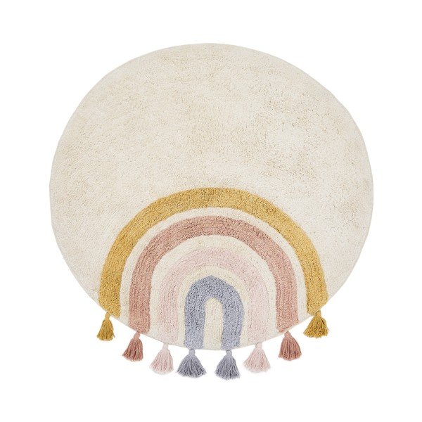 Elevandiluu värvi pestav/käsitsi kootud puuvillane laste vaip ø100 cm Tadea - Kave Home