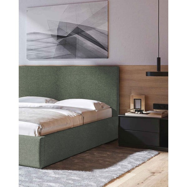 Roheline polsterdatud kaheinimesevoodikoos voodipõhja ja panipaigaga 180x200cm Bufo - MESONICA-image-4