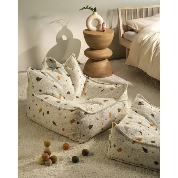 Valge buklee/šenillkangast laste kott-tool Terrazzo Chair - Wigiwama-image-1