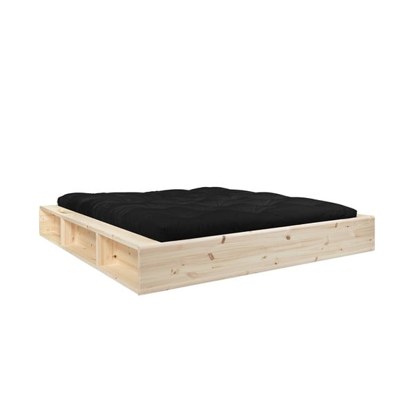 Kahekohaline voodi täispuidust koos panipaigaga ja musta futoniga Comfort , 160 x 200 cm Ziggy - Karup Design