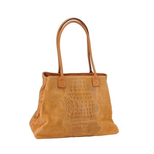 Oranžovohnědá kožená kabelka Florence Bags Wezen
