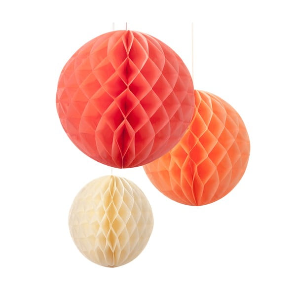 Papírové dekorace Honeycomb Blush, 3 kusy