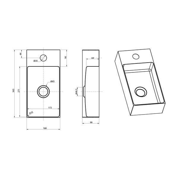 Vasevärvi väike vannitoa valamu  roostevaba teras 36,5x18 cm Aurum – Sapho-image-2