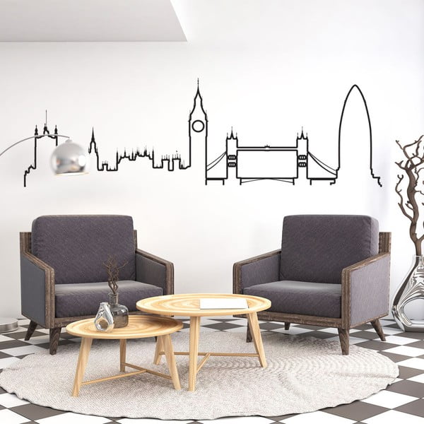 Samolepka na stěnu ve tvaru obrysu města Ambiance Londýn