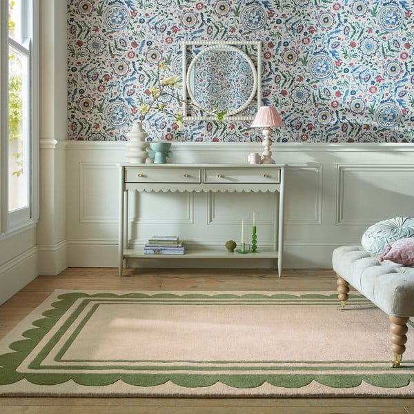 Roheline käsitsi kootud villane vaip 120x170 cm 120x170 cm Lois Scallop - Flair Rugs-image-1