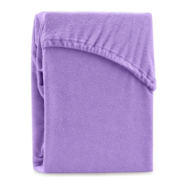 Fialové elastické prostěradlo na dvoulůžko AmeliaHome Ruby Purple, 220-240 x 220 cm