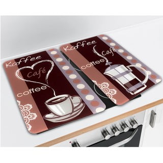 2 klaasist pliidikatte komplekt, 52 x 30 cm Coffee Flamour - Maximex