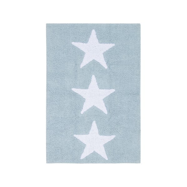 Modrý bavlněný koberec Happy Decor Kids Three Stars, 80 x 120 cm