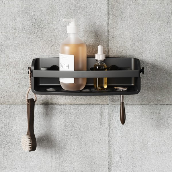 Must plastikust puurimisvaba vannitoa riiul Flex Adhesive - Umbra-image-3