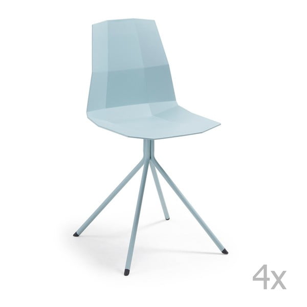 Sada 4 světle modrých židlí s dřevěným podnožím La Forma Pixel