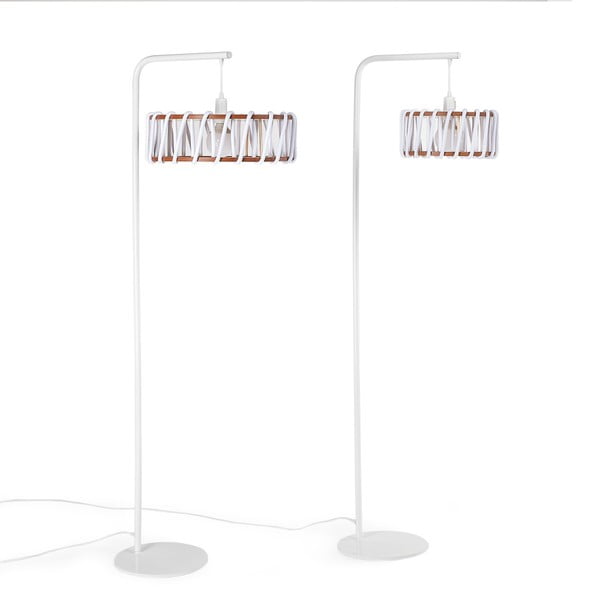 Stojací lampa s bílou konstrukcí a velkým bílým stínidlem EMKO Macaron-image-4