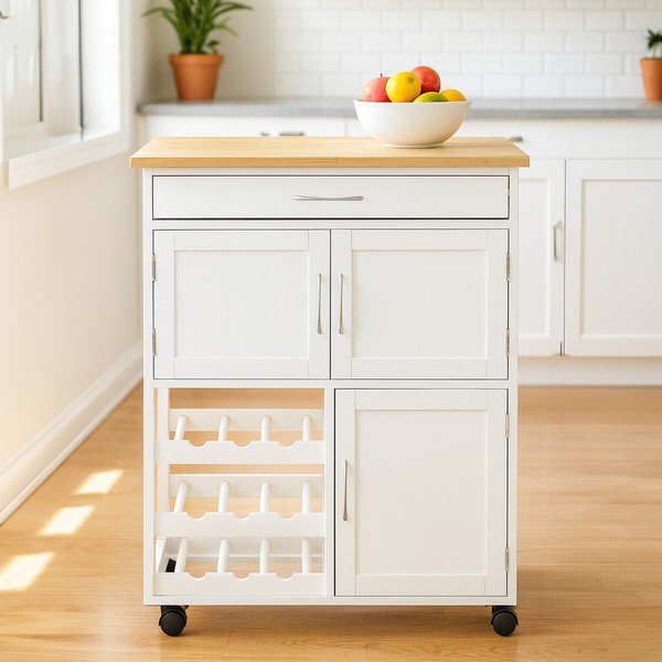Bambusest serveerimislaud ratastel 37x67 cm Harlow - Premier Housewares-image-1