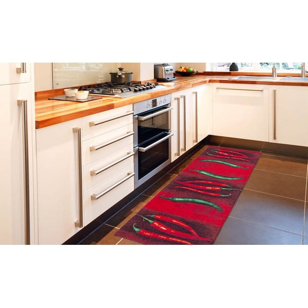Vysoce odolný kuchyňský koberec Webtappeti Peperoncini, 60 x 300 cm