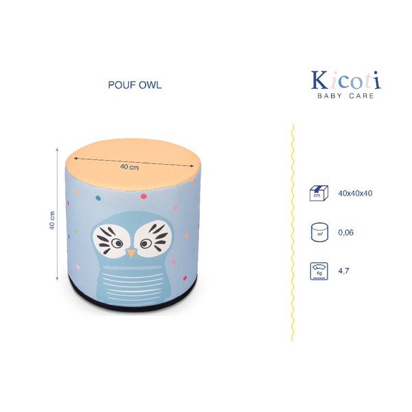 Dětský sedací puf s motivem sovy KICOTI, 40 x 40 cm-image-2