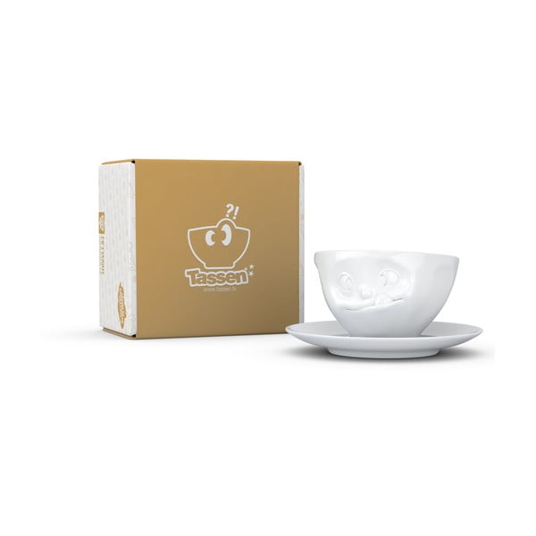Valge portselanist tass koos taldrikuga - 58products-image-2