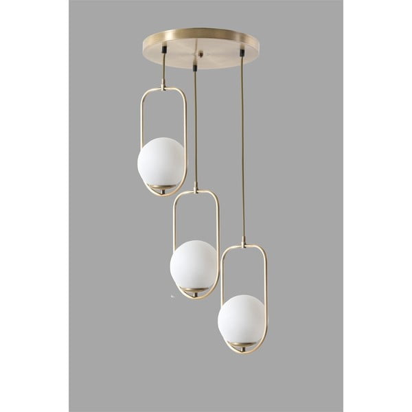 Valge-kuldne rippvalgusti klaasist varjuga ø 30 cm Ahu - Opviq lights-image-2