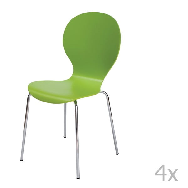Sada 4 zelených jídelních židlí 13Casa Silhouette