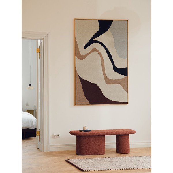 Polsterdatud pink, mis on valmistatud telliskivi värvi buklee kangast Rull - noo.ma-image-1