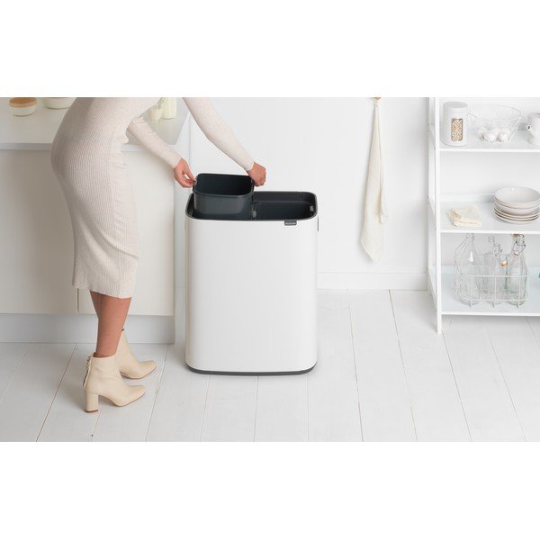 Valge terasest prügikast jäätmete sorteerimise jaoks 60 l Bo Touch Bin - Brabantia-image-1
