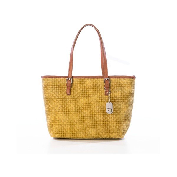 Hořčicová kabelka z pravé kůže Federica Bassi Puro