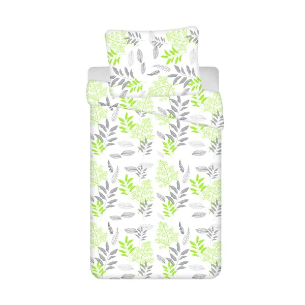 Valge-roheline 4-osaline puuvillane voodipesu üheinimesevoodile 140x200 cm Listera - Jerry Fabrics