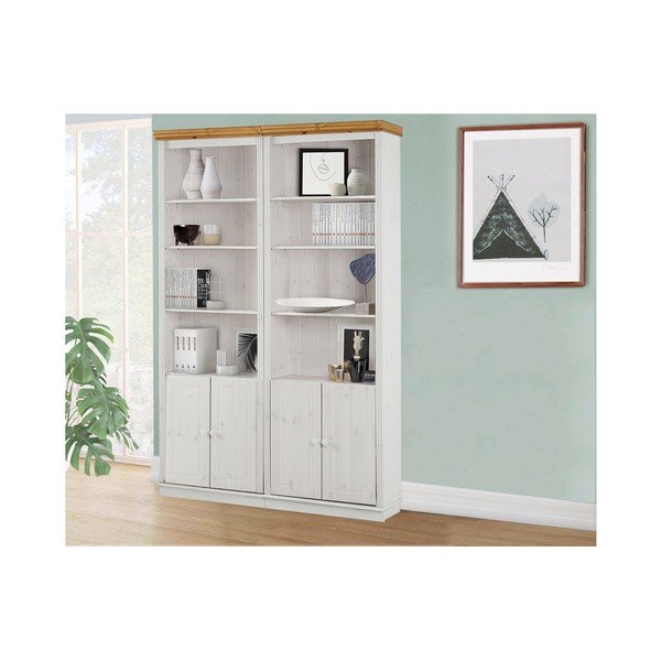 Valge männipuidust raamaturiiul 148x223 cm Anita - Støraa-image-1