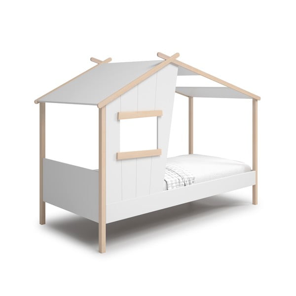 Valge männipuidust lastevoodi 90x190 cm Luba - Marckeric-image-2