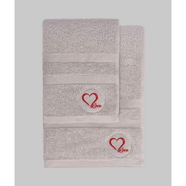 Hall frotee puuvillane käterätik ja saunalina komplektis 2 tk – Love-image-3