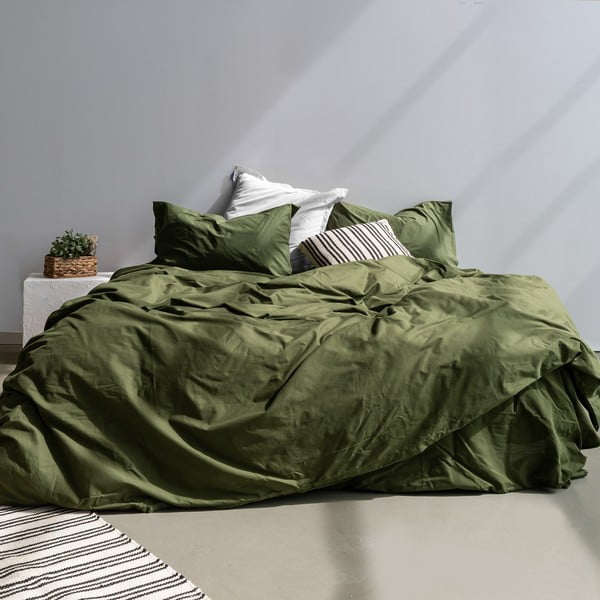 Roheline puuvillane voodikate kaheinimesevoodile 200x200 cm Basic - Happy Friday