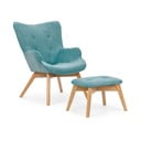 Türkiissinine velvetist tugitool koos jalatoega Niko - Ropez