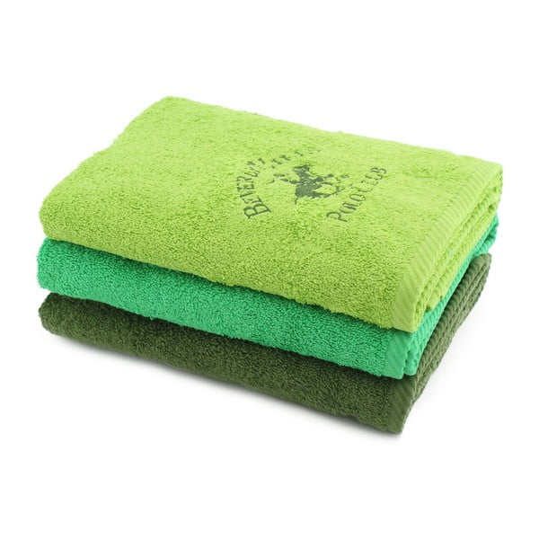 Sada 3 zelených ručníků BHPC, 50x100 cm