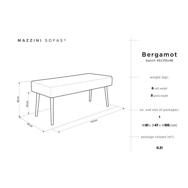 Černá lavice Mazzini Sofas Bergamot-image-1