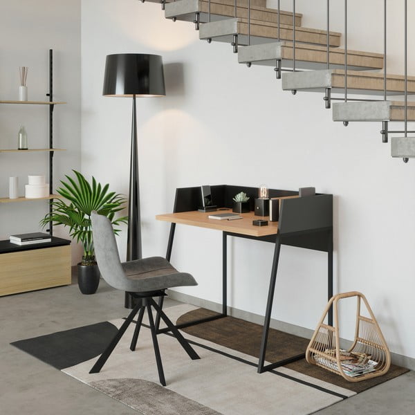 Tammepuust detailidega must töölaud Volga - TemaHome-image-1