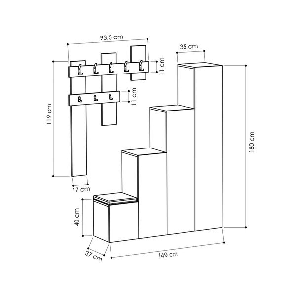 Set skříně a nástěnného věšáku Homitis Up Sonomo-image-2