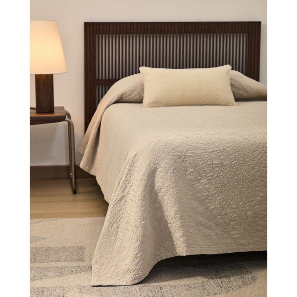 Elevandiluu värvi žakaarist voodikate 240x260 cm Zenti - Kave Home-image-4