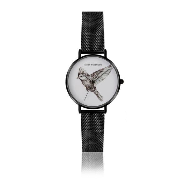 Dámské hodinky s černým páskem z nerezové oceli Emily Westwood