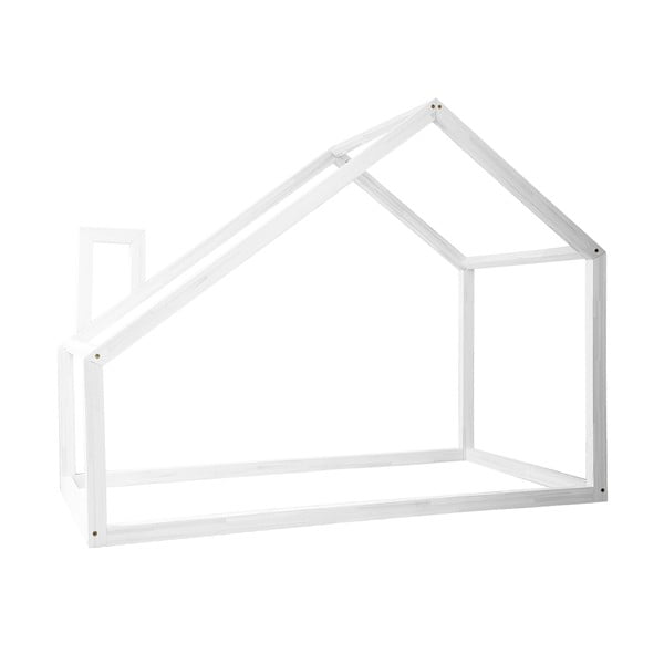 Bílá jednolůžková postel ve tvaru domečku AKI 90x200 cm