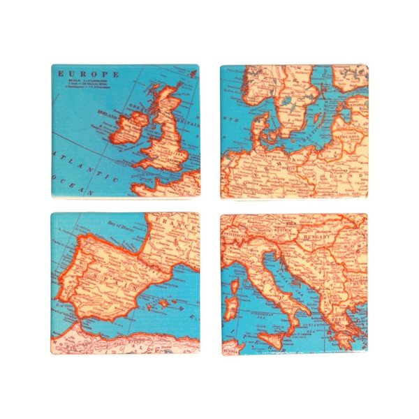 Sada 4 podtácků Sass & Belle Vintage Map