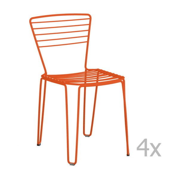 Sada 4 oranžových zahradních židlí Isimar Menorca