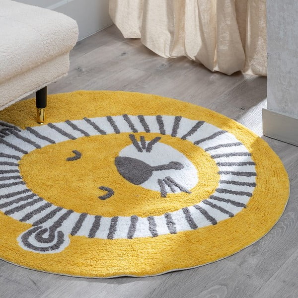 Ookerkollane puuvillane lastetoa vaip ø 100 cm Lion - Ixia-image-1