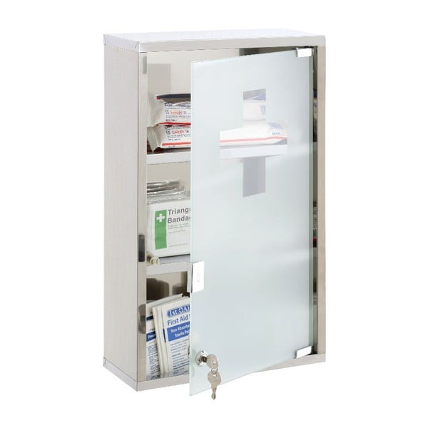 Hõbedane plastikust seinale esmaabikarp  30x51 cm – Premier Housewares-image-1