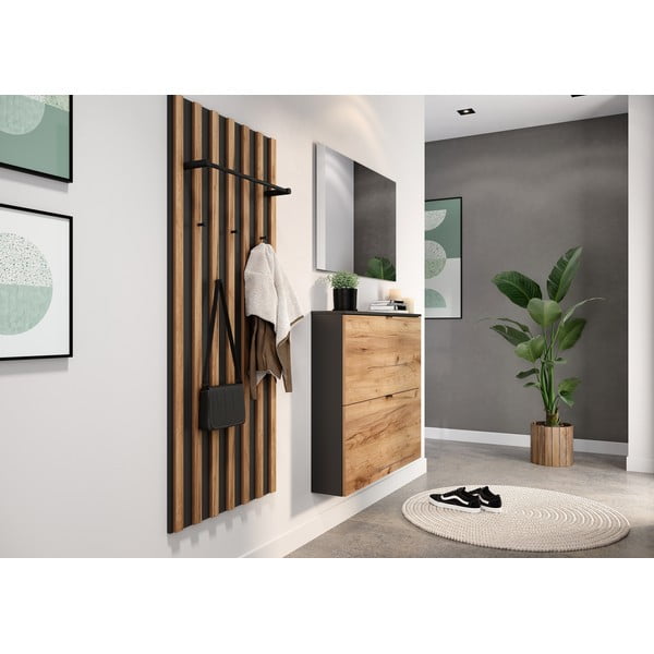 Antratsiitne tammespoonist hingedega jalatsiriiul 100x85x19 cm Renell - Germania-image-1