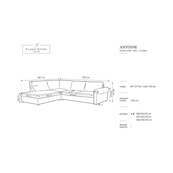 Šedá rohová pohovka Windsor & Co Sofas Hermes, levý roh-image-1