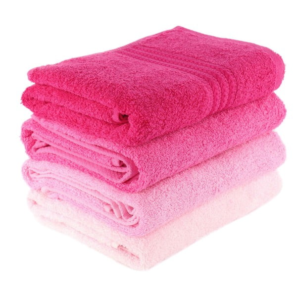 4 roosa vannirätiku komplekt Rose, 70 x 140 cm Rainbow - Foutastic-image-1