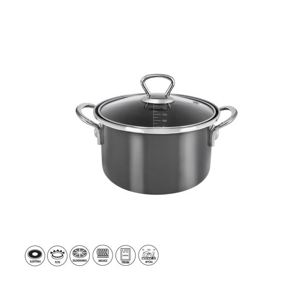 Emailitud pott kaanega 1,75 l Metalic - Orion-image-3