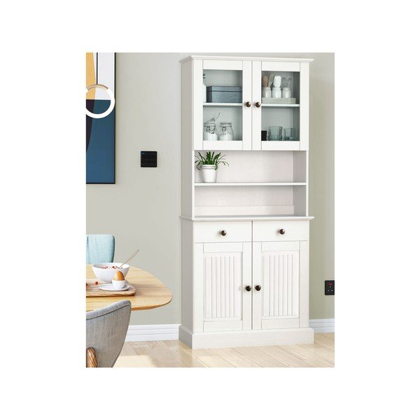 Valge männi täispuidust kapp 80x181x34 cm Mille – Støraa-image-1