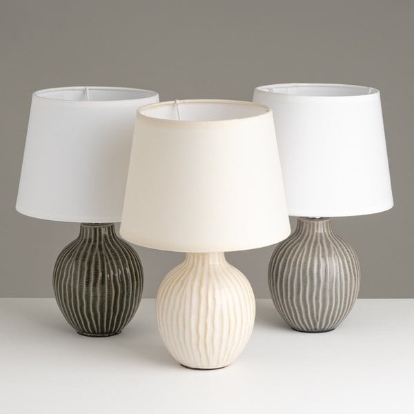 Kreem keraamiline laualamp tekstiilist varjuga (kõrgus 28 cm) - Casa Selección-image-2