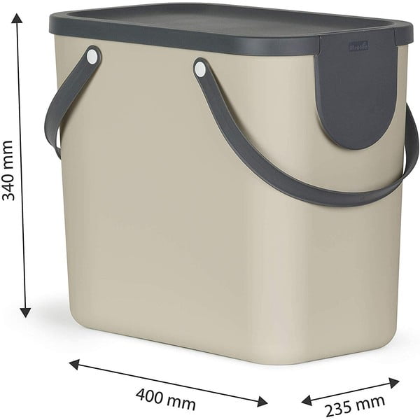 Helepruun taaskasutatud plastikust prügikast 25 l Albula - Rotho-image-2